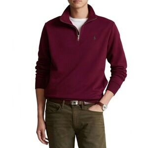 Ralph Lauren Polo Maroon Red Knit Quarter Zip Sweater